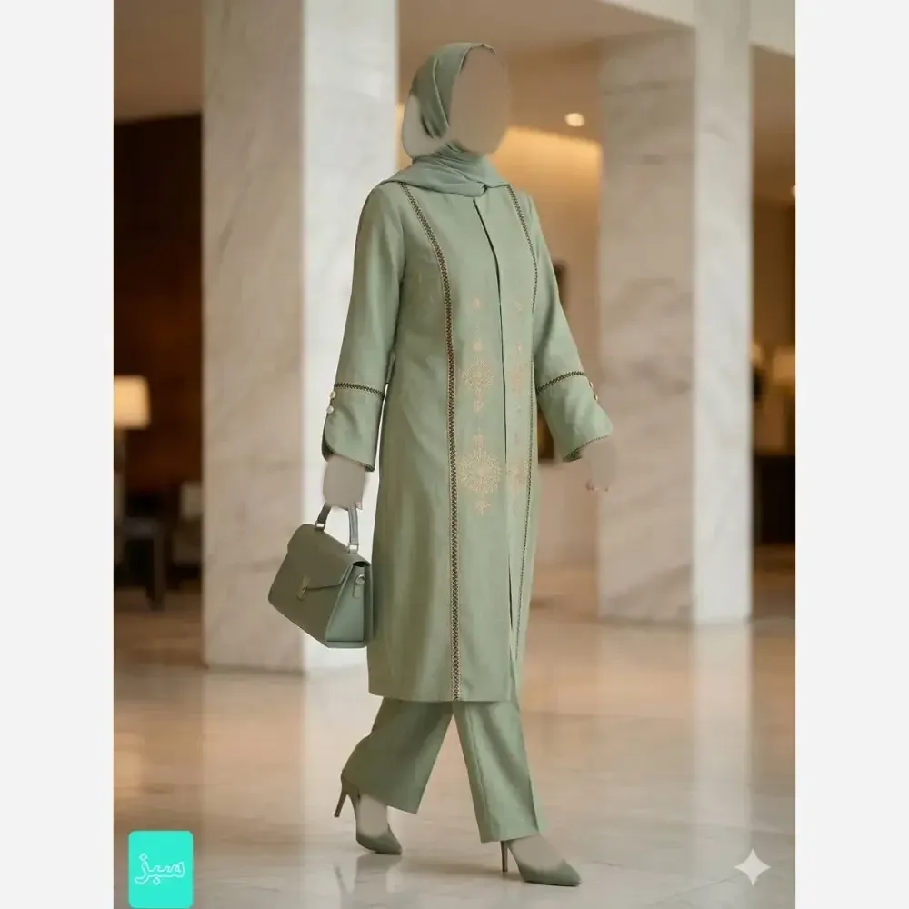 مانتو گلدوزی شده مدل آوا پارچه شانتون اسلپ درجه یک