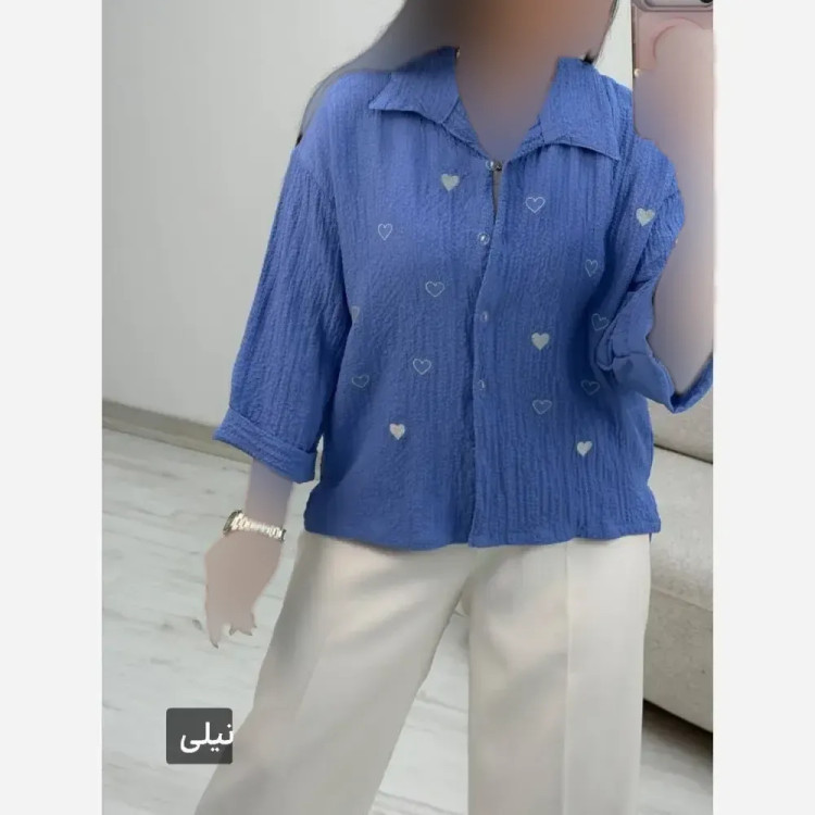 شومیز زنانه جاذبه قلبی جنس ینزی پفکی فری سایز