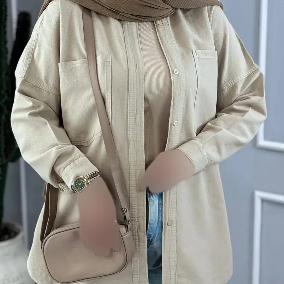 مانتو کتان زنانه اسپرت شیک فری سایز