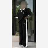 ست پولو زنانه جنس پنبه گلکسی رنگ مشکی سایز فری 38 تا 46