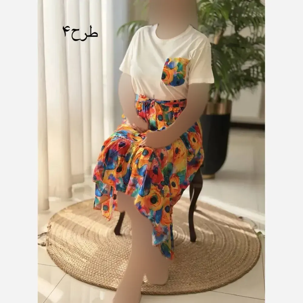 ست تیشرت و دامن پنبه درجه یک و تمام نخ فری سایز 36 تا 46