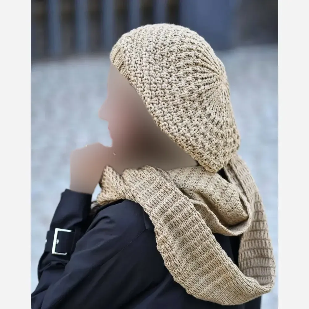 ست شال و کلاه بافت زنانه آرکان