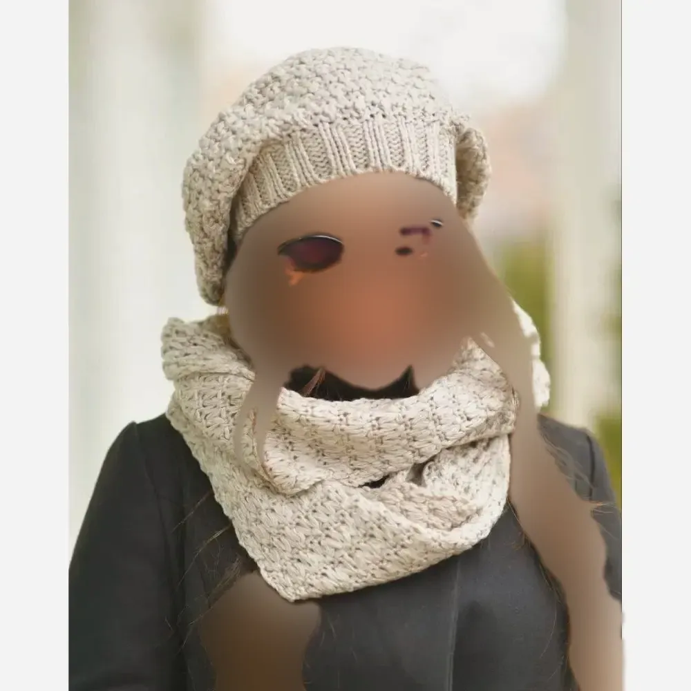 ست شال و کلاه بافت زنانه آرکان