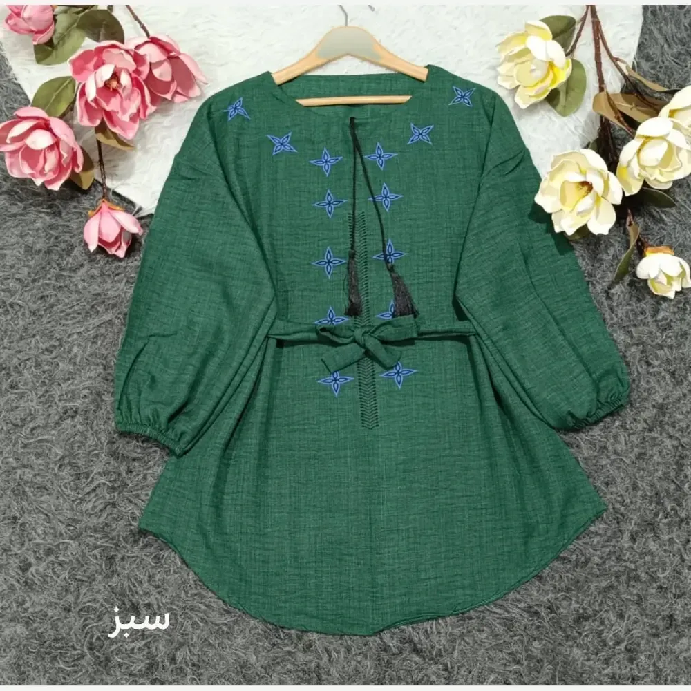 شومیز چاپی گلبرگ صوفیا درجه یک سبز فری سایز