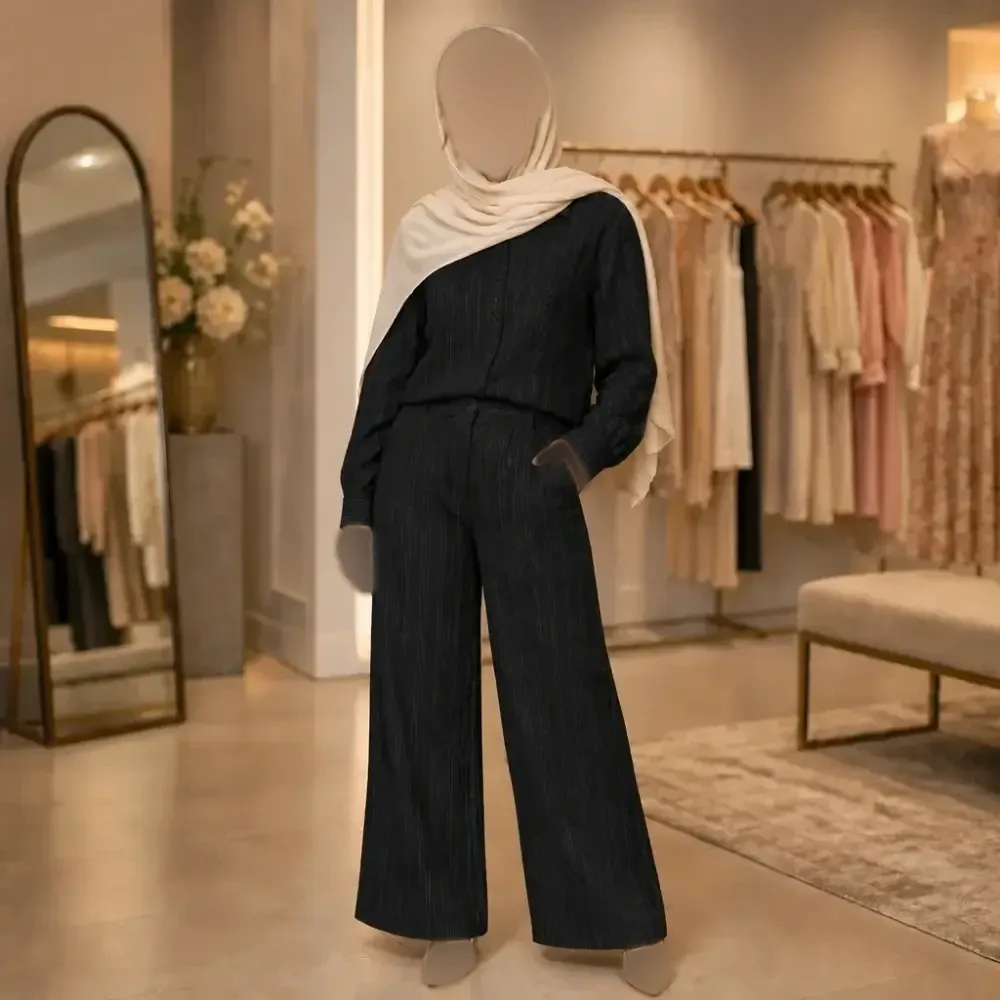 ست شومیز شلوار کوک دوزی نسکافه ای و سدری