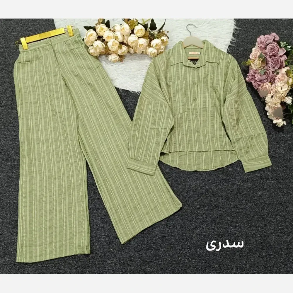 ست شومیز شلوار کوک دوزی نسکافه ای و سدری