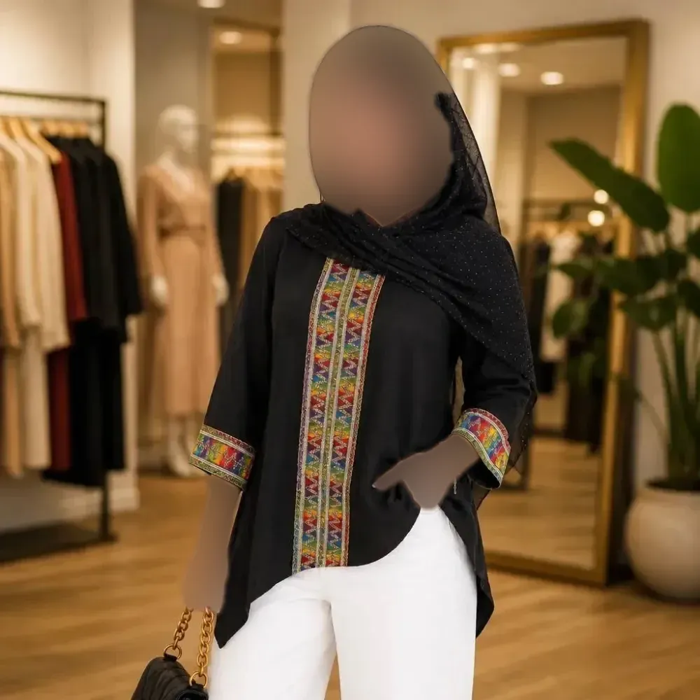 تونیک مانتویی مشکی کرسپو درجه یک فری سایز