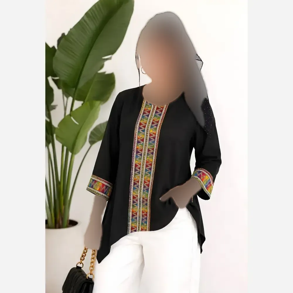 تونیک مانتویی مشکی کرسپو درجه یک فری سایز