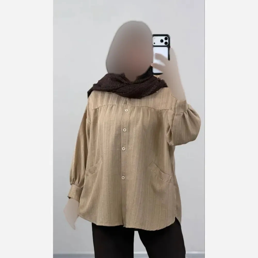 شومیز زنانه مدل الیانا جنس صوفیا فری سایز رنگ مشکی کرم نسکافه ای سدری