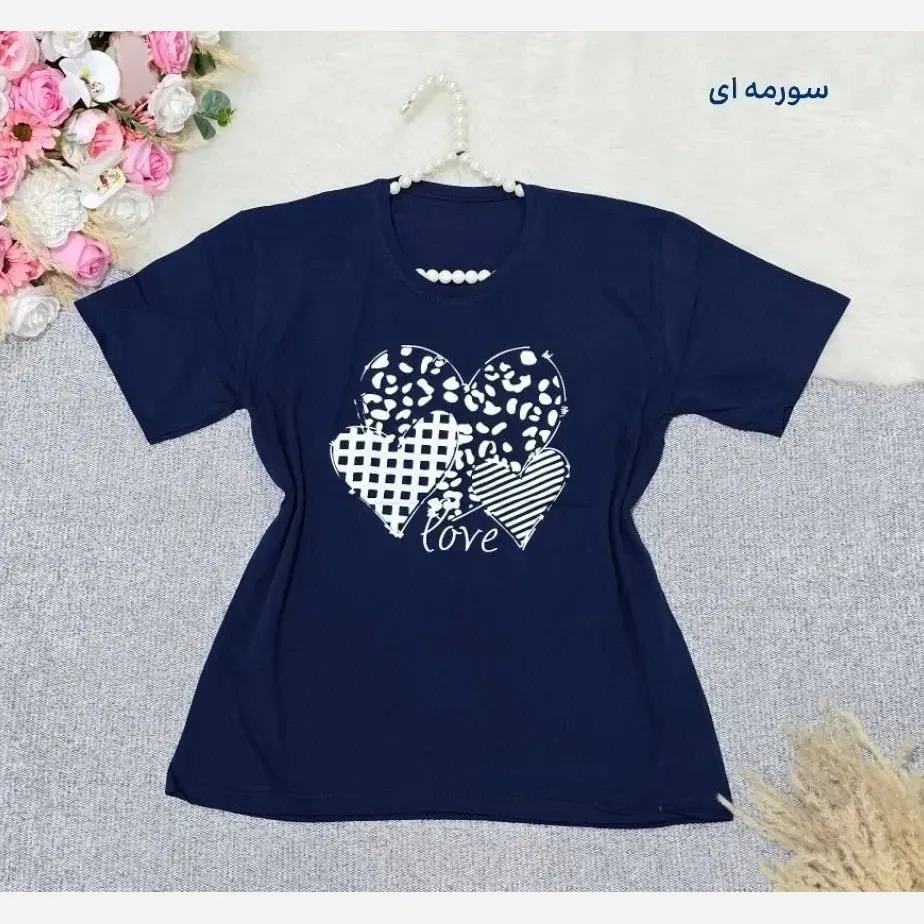 تیشرت باکسی نخ پنبه طرح LOVE فری سایز
