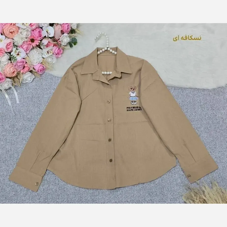 شومیز مانتویی طرح polo جنس کتان لینن نخی فری سایز