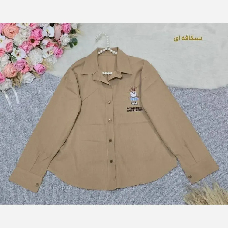 شومیز مانتویی طرح polo جنس کتان لینن نخی فری سایز