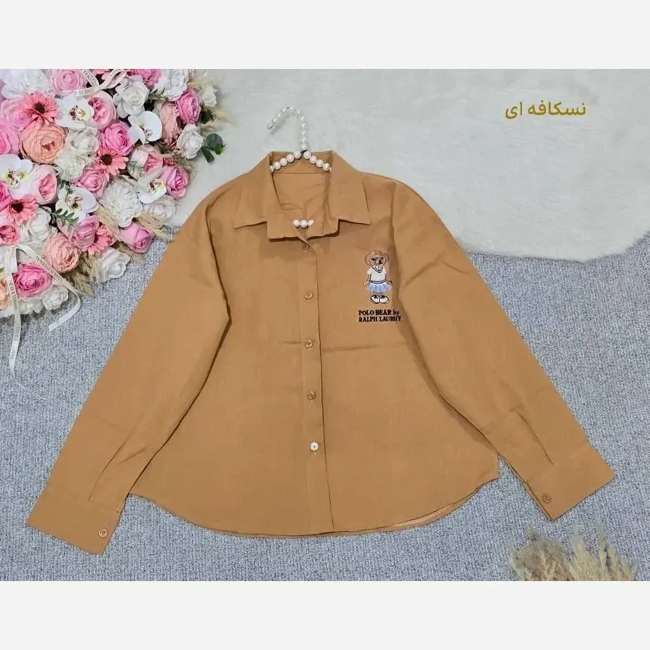 شومیز مانتویی طرح polo جنس کتان لینن نخی فری سایز