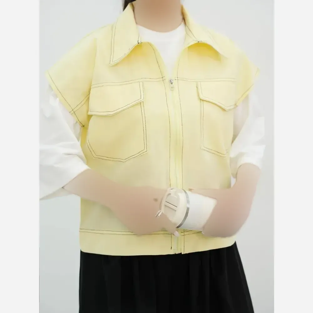 وست جیب پاکتی زنانه جنس لنین شسته شده فری سایز