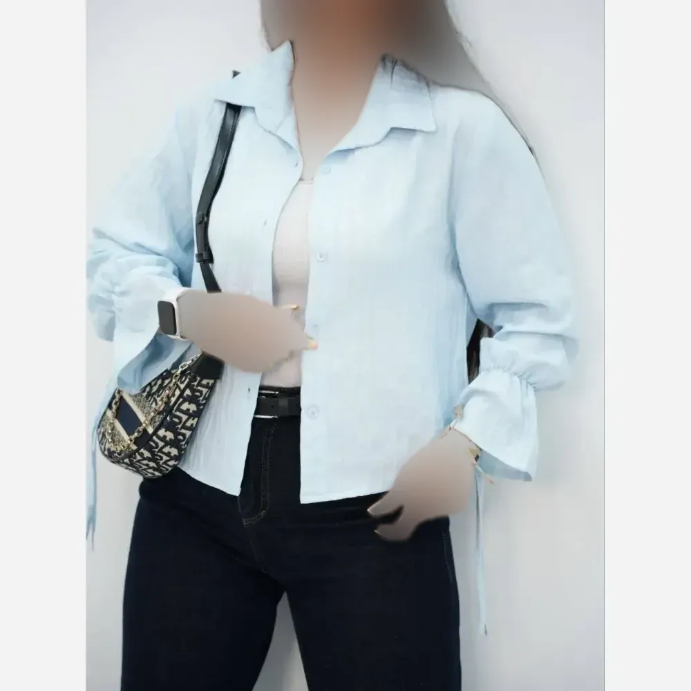 شومیز عروسکی روشنک جنس صوفیا شانتون راه راه فری سایز
