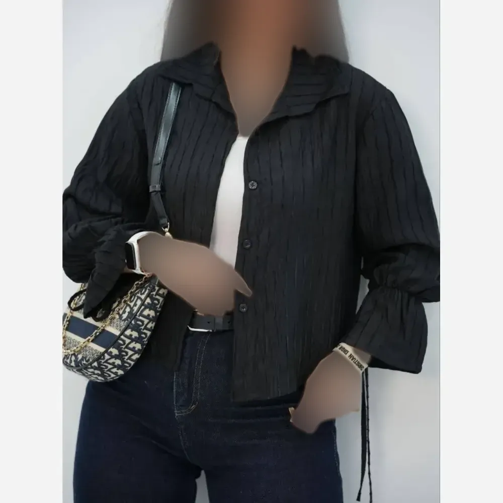 شومیز عروسکی روشنک جنس صوفیا شانتون راه راه فری سایز