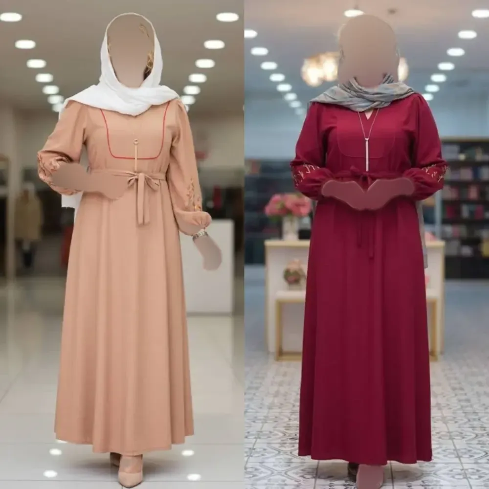 کفتان کلدوزی نرگسی جنس بابوس فری سایز رنگ نسکافه ای و زرشکی