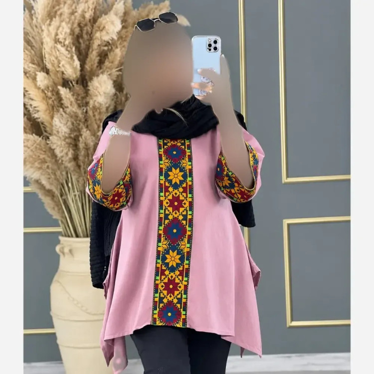 مانتو دلبر جنس کرسپو رنگ صورتی سایز فری 36 تا 48