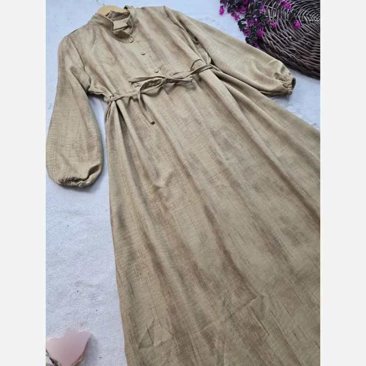 کفتان سایه زنانه شانتون طرح گازوییلی فری سایز 36-48 نسکافه تیره و کرم قد 126