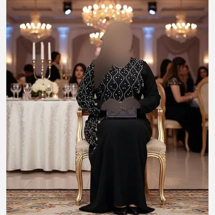 ماکسی مجلسی زنانه جنس کرپ دالقیچ رنگ مشکی سایز نرمال