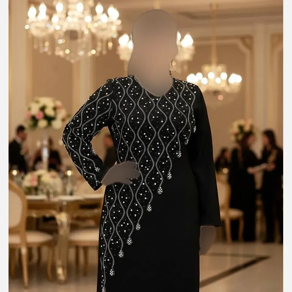 ماکسی مجلسی زنانه جنس کرپ دالقیچ رنگ مشکی سایز نرمال