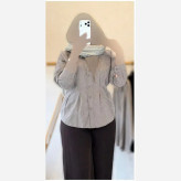 شومیز پیلی دار زنانه لاریس فول نگینی رنگ کرم سایز 38 تا 46