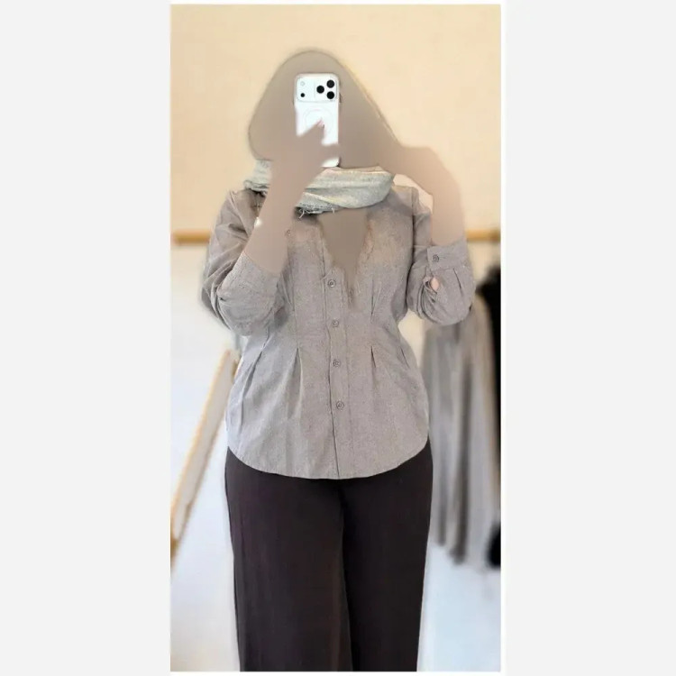 شومیز پیلی دار زنانه لاریس فول نگینی رنگ کرم سایز 38 تا 46