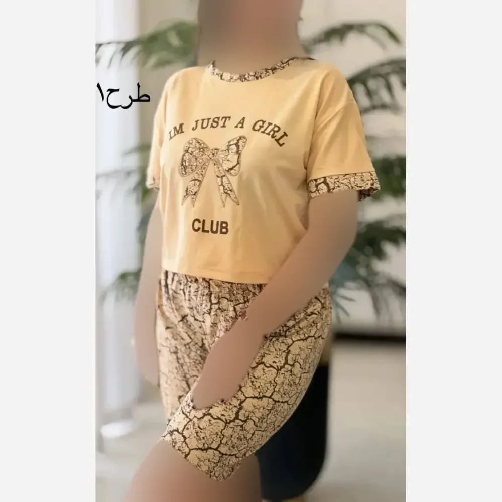ست تیشرت و شلوارک پنبه اعلا طرح اسفناج فری سایز