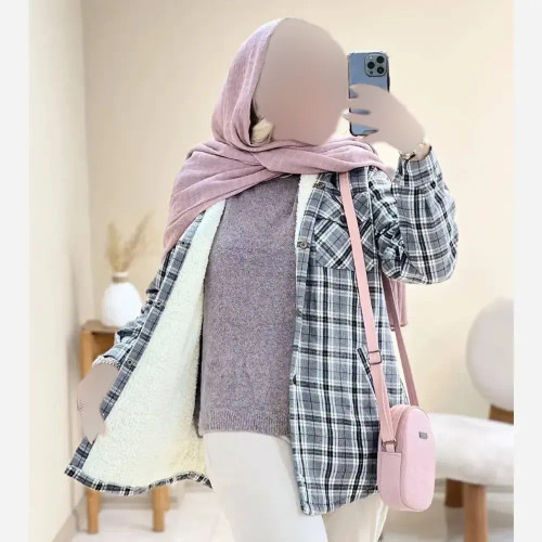 کاپشن چهارخونه پشمی داخل ببعی کلاهدار مدل گلاویژ زنانه و مردانه