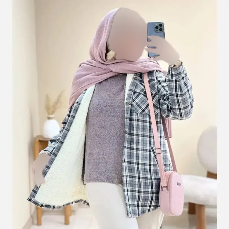 کاپشن چهارخونه پشمی داخل ببعی کلاهدار مدل گلاویژ زنانه و مردانه