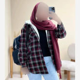 کاپشن چهارخونه پشمی داخل ببعی کلاهدار مدل گلاویژ زنانه و مردانه