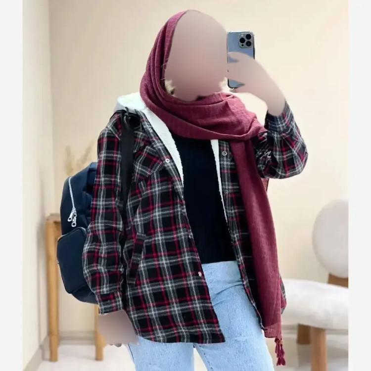 کاپشن چهارخونه پشمی داخل ببعی کلاهدار مدل گلاویژ زنانه و مردانه