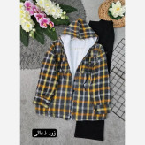 کاپشن چهارخونه پشمی داخل ببعی کلاهدار مدل گلاویژ زنانه و مردانه