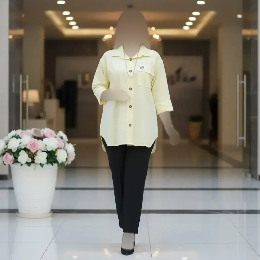 شومیز مانتویی کرومی لنین وارداتی فری سایز