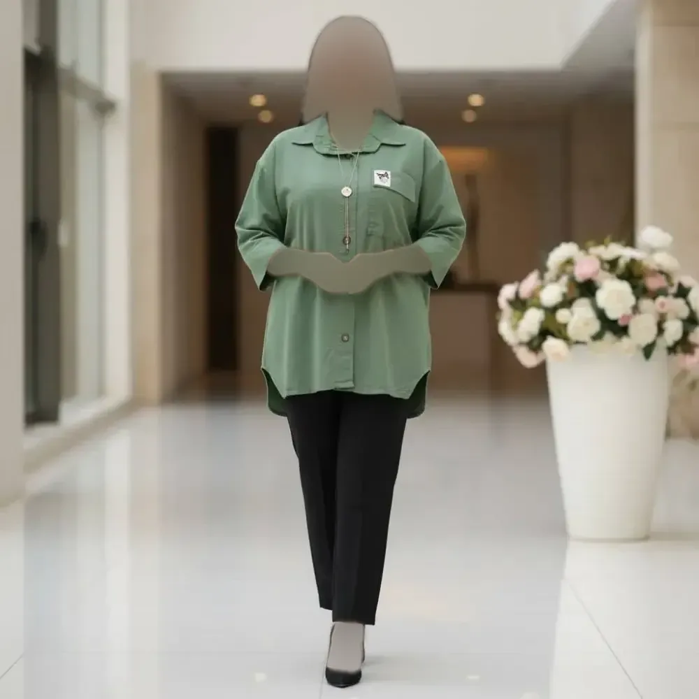 شومیز مانتویی کرومی لنین وارداتی فری سایز