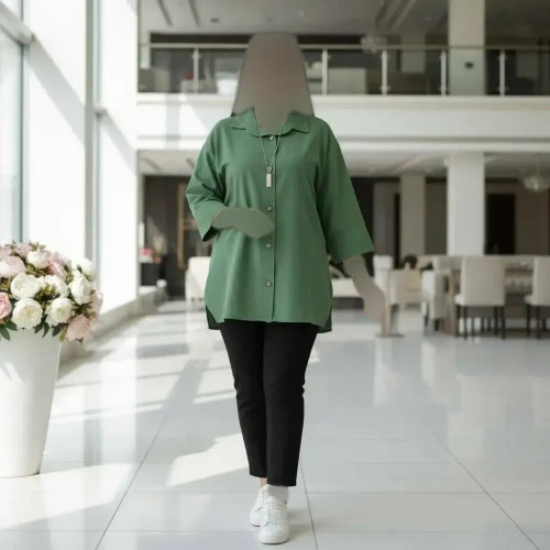 شومیز مانتو باکسی لنین پنبه فری سایز مدل ستایش