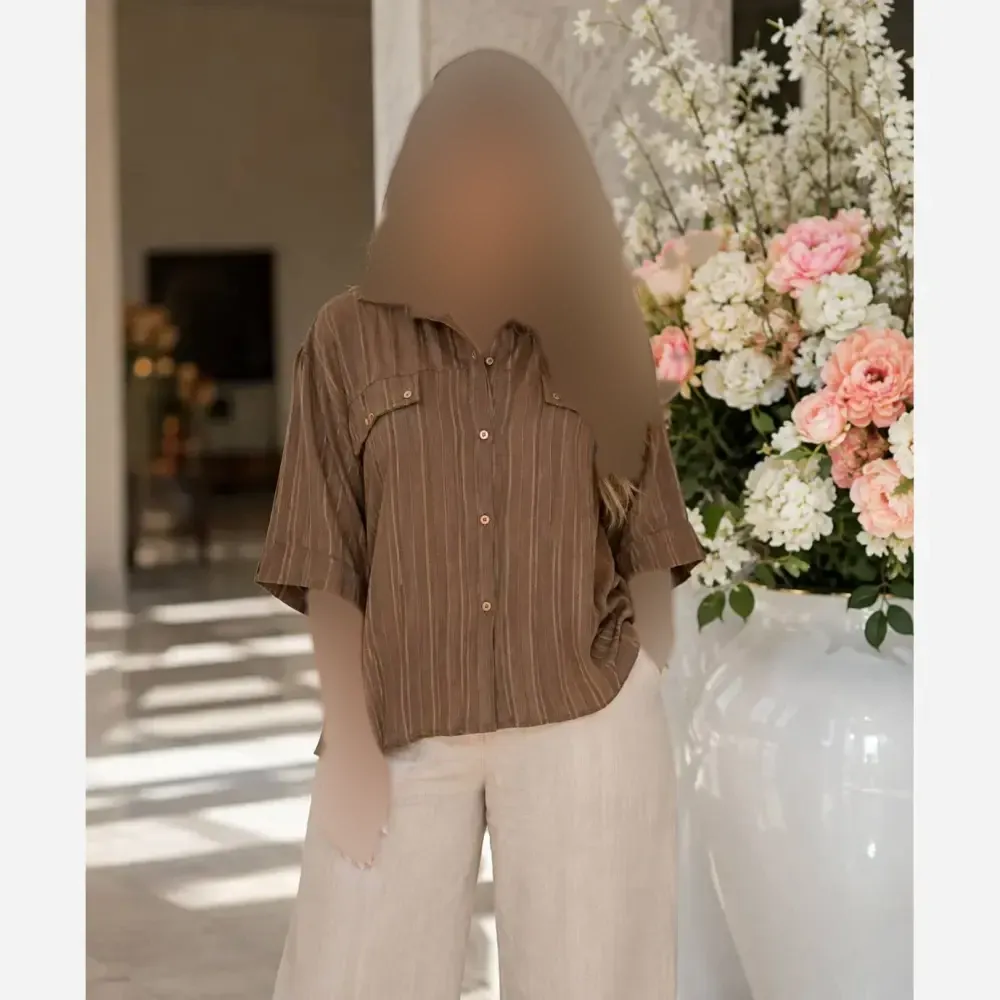 مانتو تابستانی نگار جنس بنلی فری سایز رنگ صورتی نسکافه ای آدامسی
