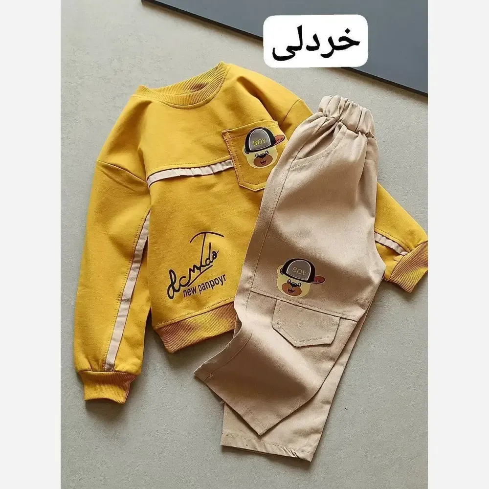 بلوز و شلوار بچگانه مدل محیا بلوز پنبه دورس لاکرا و شلوار کتان رنگ بندی متنوع سایز 35 تا 45