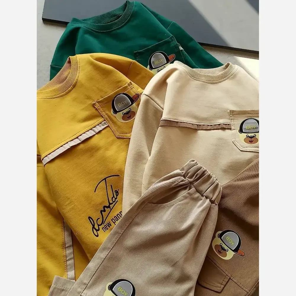 بلوز و شلوار بچگانه مدل محیا بلوز پنبه دورس لاکرا و شلوار کتان رنگ بندی متنوع سایز 35 تا 45