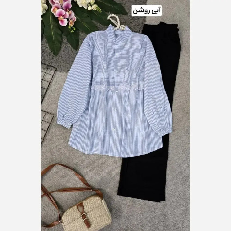 شومیز آزاده نخی تایوانی خنک تابستانه فری سایز