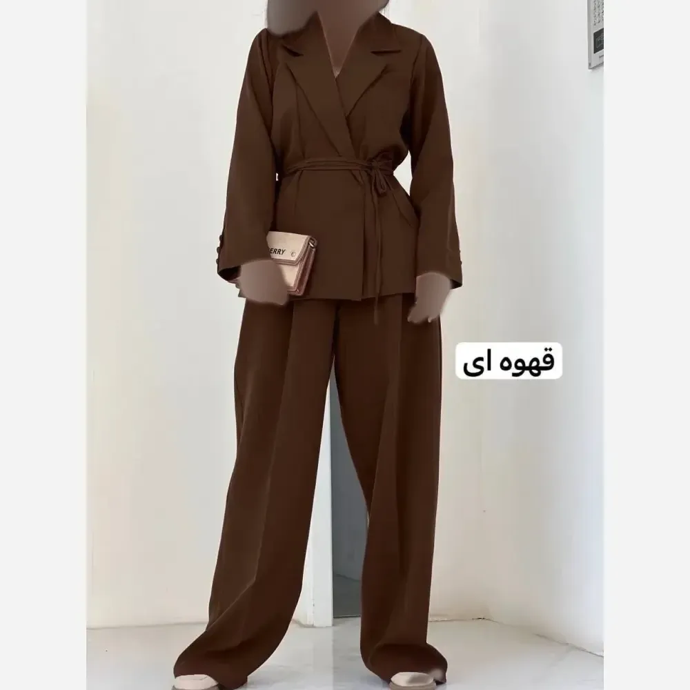 ست کت و شلوار پاییزه زنانه کتان کشی فری سایز 38 تا 46
