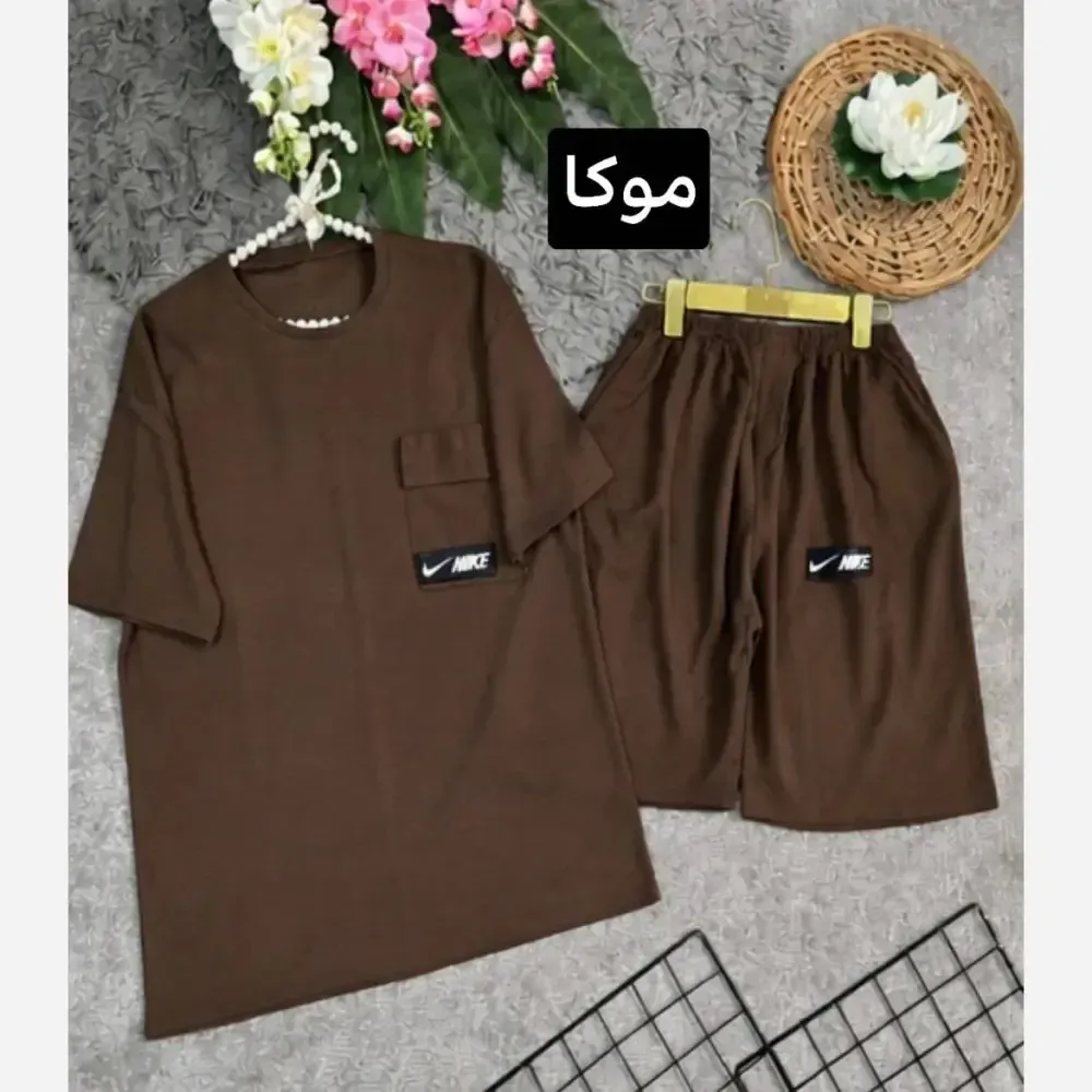 ست تیشرت و شلوارک بیسکویتی فری سایز 36 تا 46
