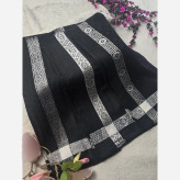روسری دورو حاشیه نقره ژاکارد ابریشم ترک ابعاد 90 در 90