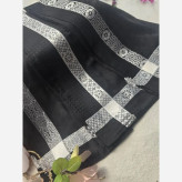 روسری دورو حاشیه نقره ژاکارد ابریشم ترک ابعاد 90 در 90