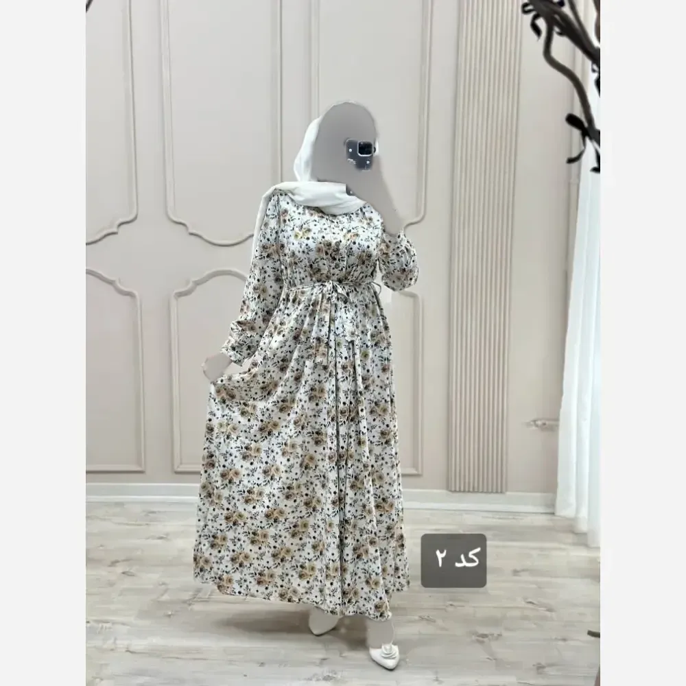 ماکسی بلند گلدار مدل اریکا جنس کرپ بوگاتی درجه یک فری سایز