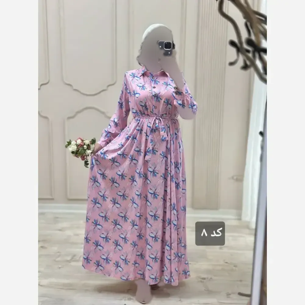 ماکسی بلند گلدار مدل اریکا جنس کرپ بوگاتی درجه یک فری سایز