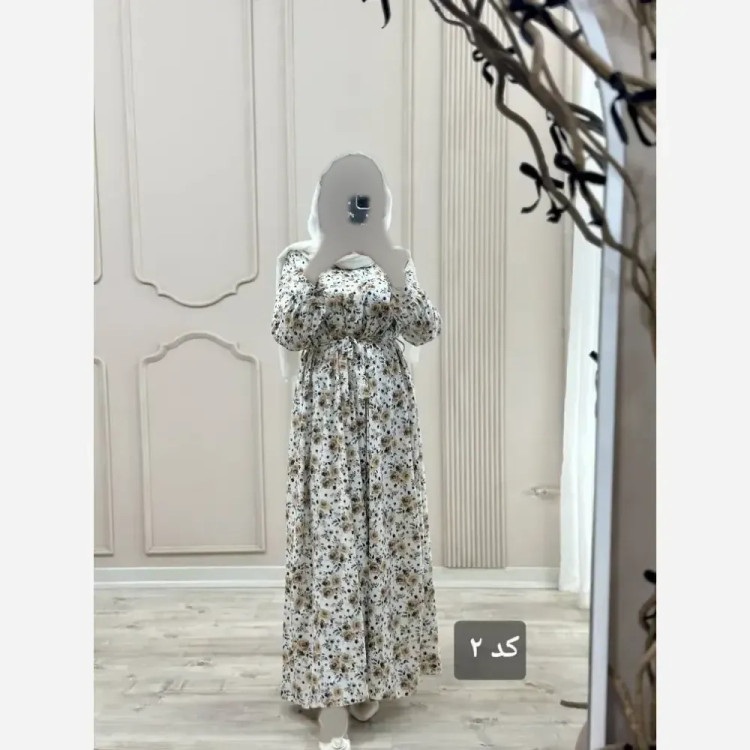 ماکسی بلند گلدار مدل اریکا جنس کرپ بوگاتی درجه یک فری سایز