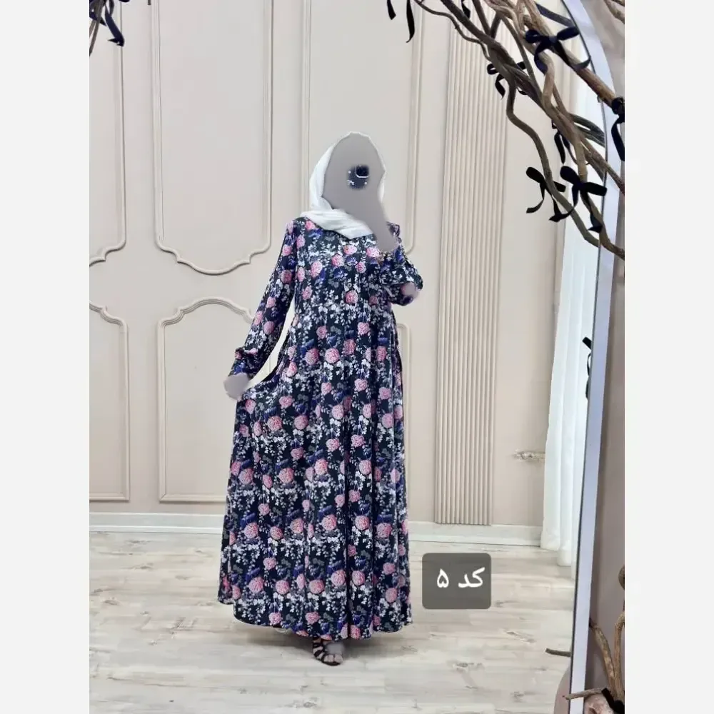 ماکسی بلند گلدار مدل اریکا جنس کرپ بوگاتی درجه یک فری سایز