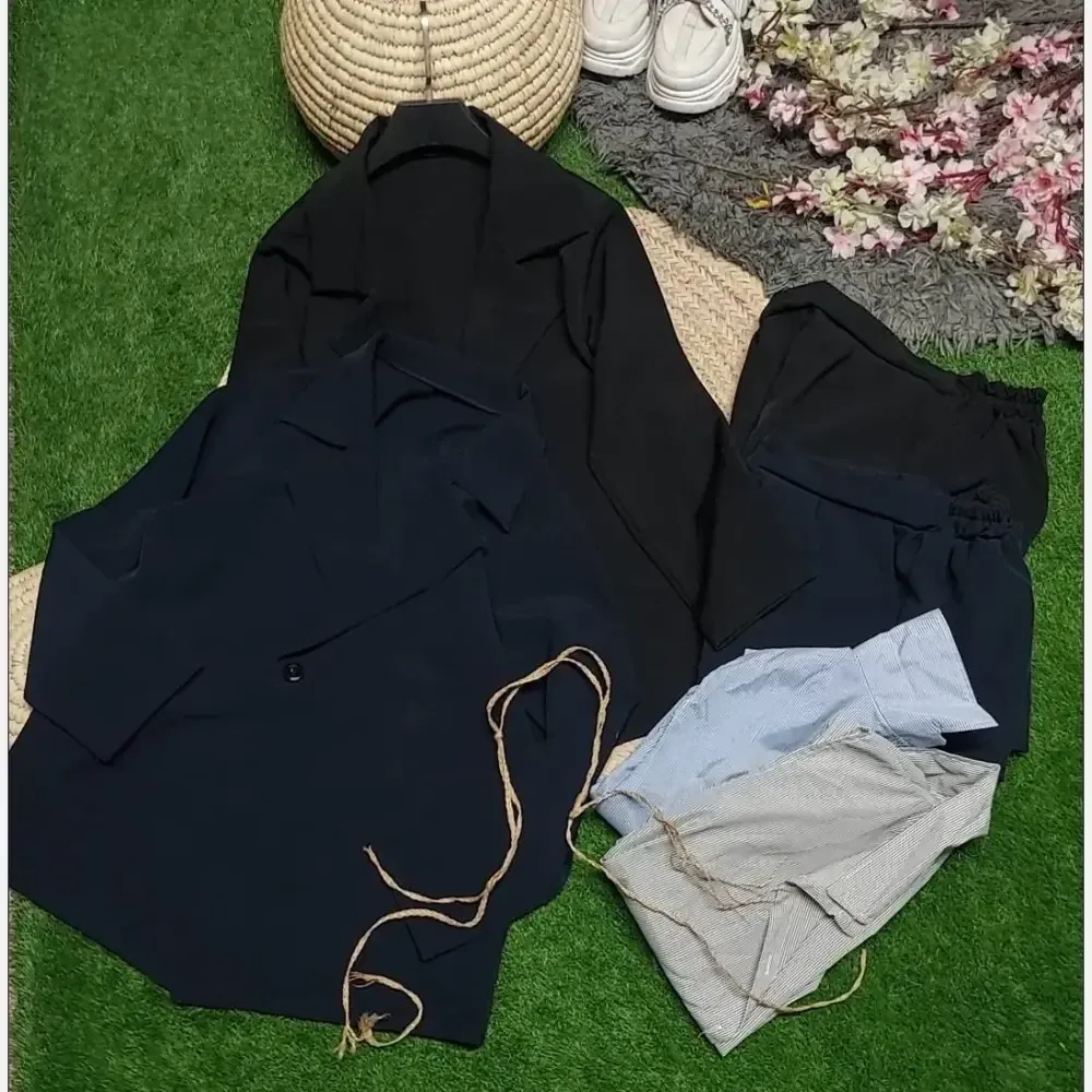 سه تیکه پاییزه زنانه نوشین جنس سوپر کجراه اعلا رنگ مشکی و سرمه ای سایز 38 تا 46
