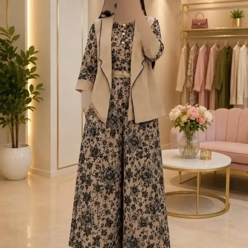 کت و اورال لینن نچرال آپامه با دو جیب کاربردی و دوخت مزونی در رنگهای کرم روشن، قهوهای تیره و سرمهای تیره، سایز فری 38 تا 46